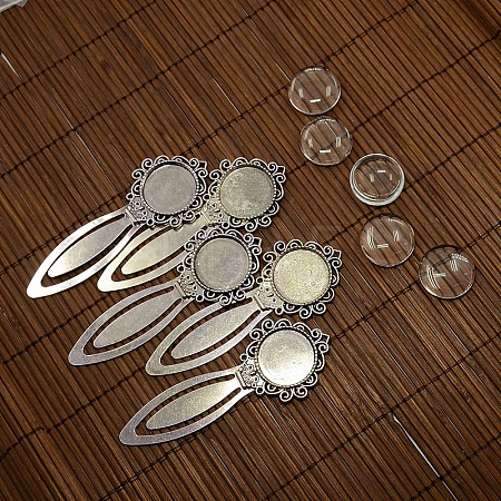 20mm Clear Domed Glass Cabochon Cover for Antique Silver DIY Alloy Portrait Bookmark Making DIY-X0125-AS-NR-1