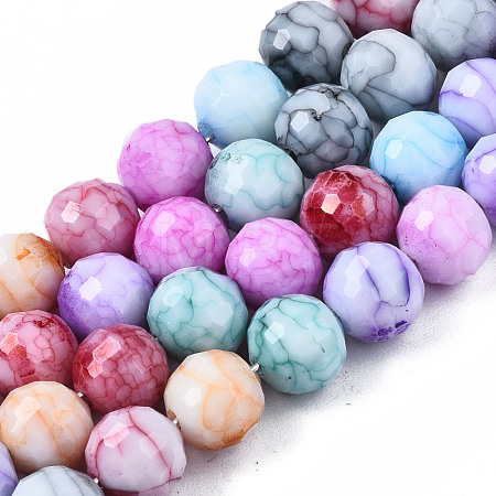 Opaque Baking Paint Crackle Glass Beads Strands EGLA-S174-33J-1