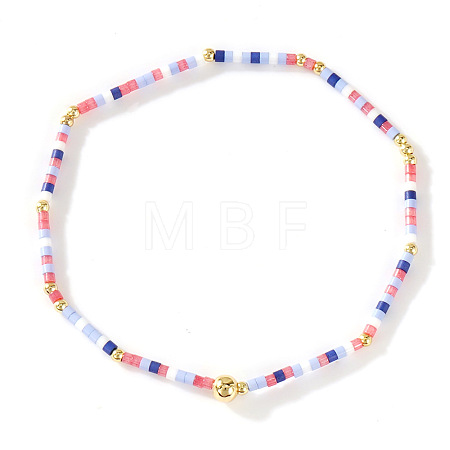 Bohemian Glass Seed Beads & Brass Stretch Bracelets for Women TI8364-10-1