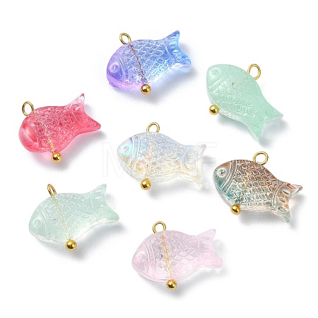 Transparent Spray Painted Glass Pendents PALLOY-JF02117-1