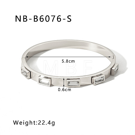 304 Stainless Steel Pave Cubic Zirconia Bangles FS-WG09E60-11-1