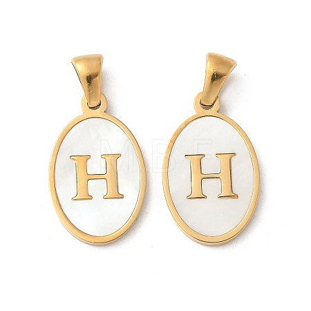 Natural Shell Oval with Initial Pendants STAS-I351-23G-H-1