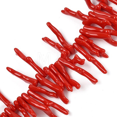 Opaque Acrylic Imitation Coral Beads Strands SACR-P033-01A-06-1