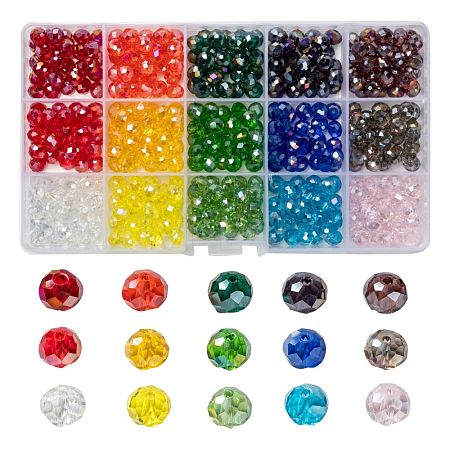 15 Colors Electroplate Glass Beads EGLA-X0006-02B-8mm-1