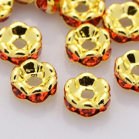 Brass Rhinestone Spacer Beads RB-A014-L6mm-20G-NF-1