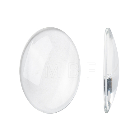 Transparent Oval Glass Cabochons X-GGLA-R022-35x25-1
