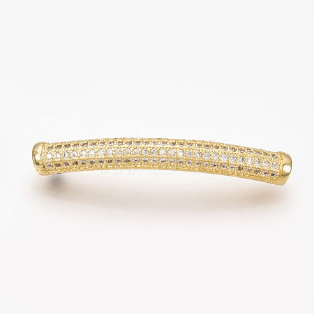 Brass Micro Pave Cubic Zirconia Tube Beads X-ZIRC-T004-75G-1