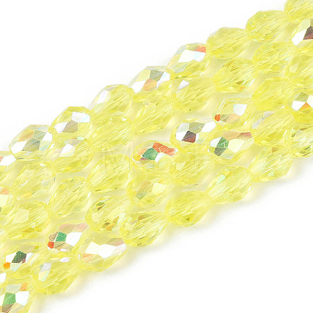 Transparent Electroplate Glass Beads Strands LS-EGLA-N023-6x8mm-A02-1