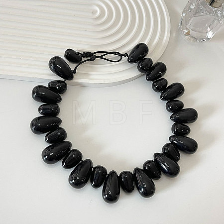 Resin Teardrop Beaded Necklaces for Women FS-WG19753-06-1