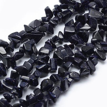 Synthetic Blue Goldstone Beads Strands G-P332-10-1