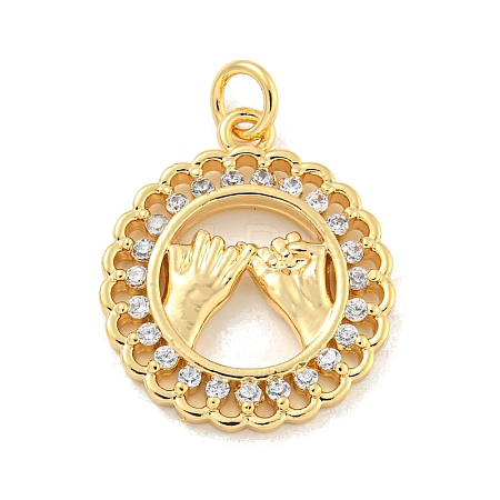 Brass Micro Pave Clear Cubic Zirconia Pendants KK-U007-01G-06-1