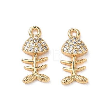 Brass Micro Pave Clear Cubic Zirconia Charms KK-P355-01D-G-1