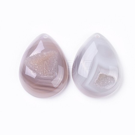 Natural Druzy Agate Pendants G-F652-03-1