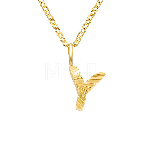Personalized Stainless Steel Textured Alphabet Initial Pendant Necklaces for Women Men RF0956-25-1