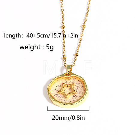 Brass & Epoxy Resin Glitter Powder Pendant Necklaces for Women WG08644-02-1