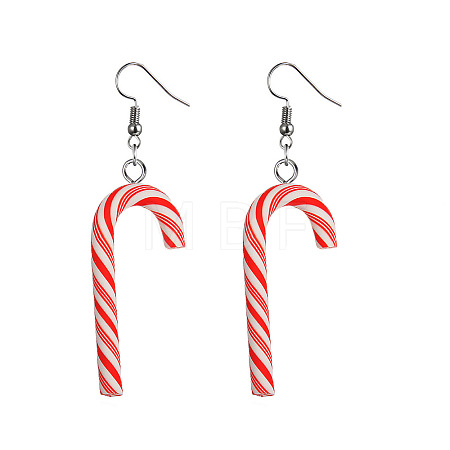 Christmas Candy Cane Polymer Clay Dangle Earrings FS-WG2A6C6-01-1