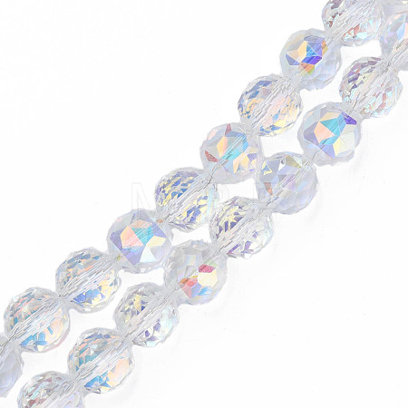 Electroplate Transparent Glass Beads Strands X-EGLA-N002-34A-C03-1