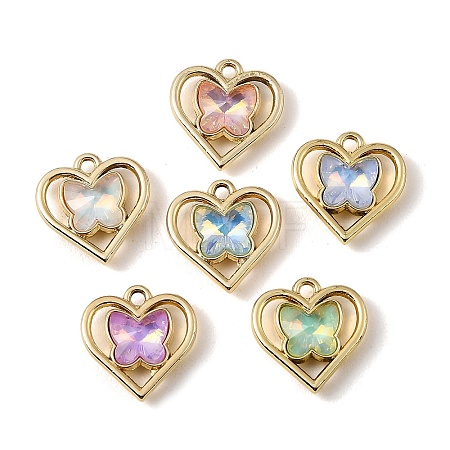 UV Plating Alloy Glass Pendants FIND-K032-21G-1