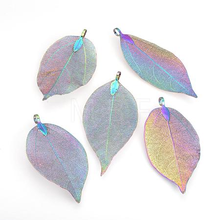 Electroplated Natural Leaf Big Pendants IFIN-Q119-03L-1