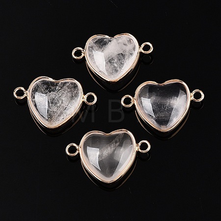 Natural Quartz Crystal Love Heart Pendants G-T138-205C-G-1