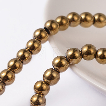 Non-magnetic Synthetic Hematite Beads Strands X-G-G091-6mm-1-1