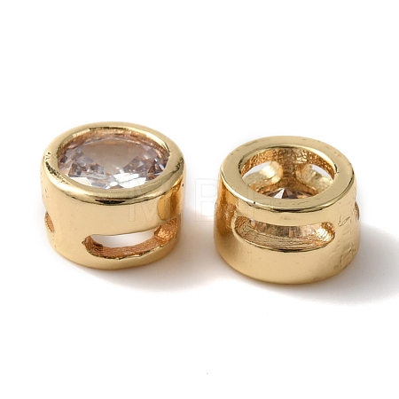 Rack Plating Brass Micro Pave Cubic Zirconia Slide Charms X-KK-C020-13LG-1