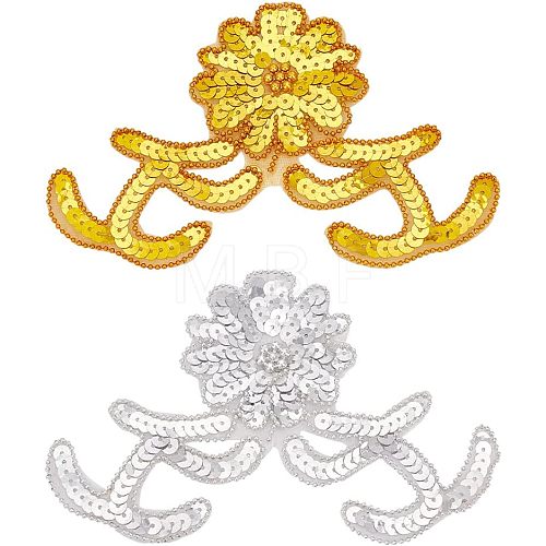 4Pcs 2 Colors Computerized Embroidery Polyester Sew on Sequin Patches DIY-HY0001-12-1