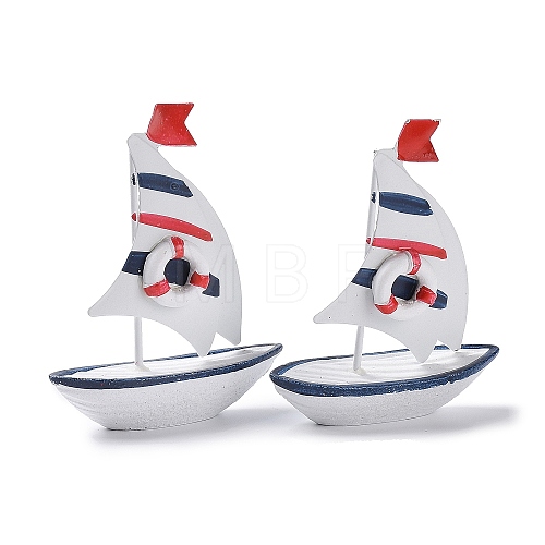 Lifebuoy Pattern Mini Sailboat Model Display Decoration PW22060285094-1