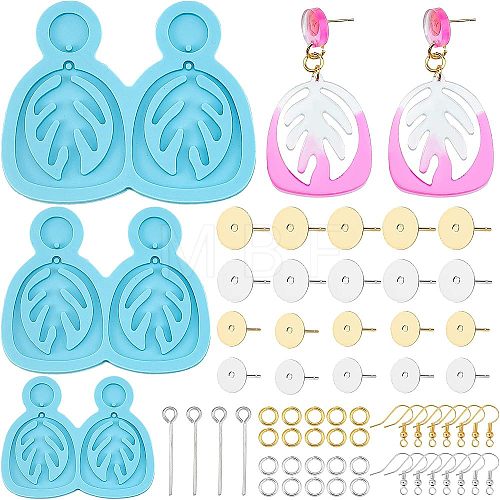 Olycraft DIY Leaf Dangle Stud Earrings Silicone Molds DIY-OC0003-96-1