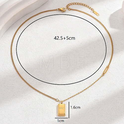 Elegant Stainless Steel Rectangle Necklace for Women YB0596-1