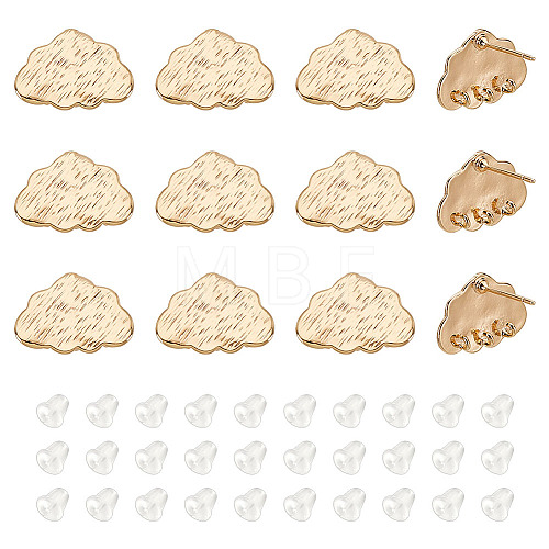 GOMAKERER 12Pcs Cloud Shape Brass Stud Earring Findings KK-GO0001-65-1