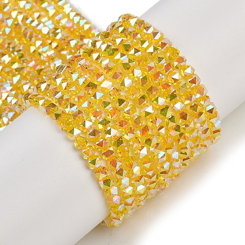 Electroplate Glass Beads Strands GLAA-Q105-02B-1