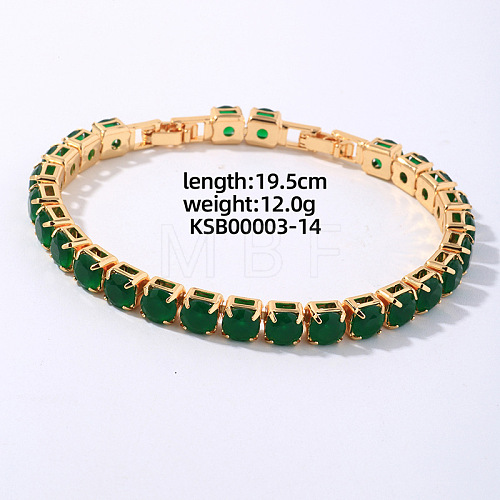 Hip-hop Brass Micro Cubic Zirconia Link Chain Bracelets for Men and Women FX8797-14-1