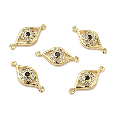 Brass Micro Pave Clear & Black Cubic Zirconia Connector Charms KK-E068-VB372-1