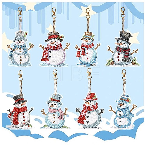 8 Styles Christmas Snowman DIY Diamond Painting Pendant Decoration Kits PW-WG305E1-01-1