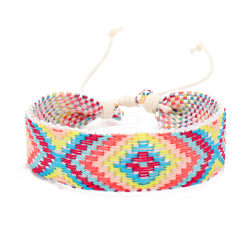 Cotton Braided Rhombus Cord Bracelet with Wax Ropes PW-WG62422-06-1