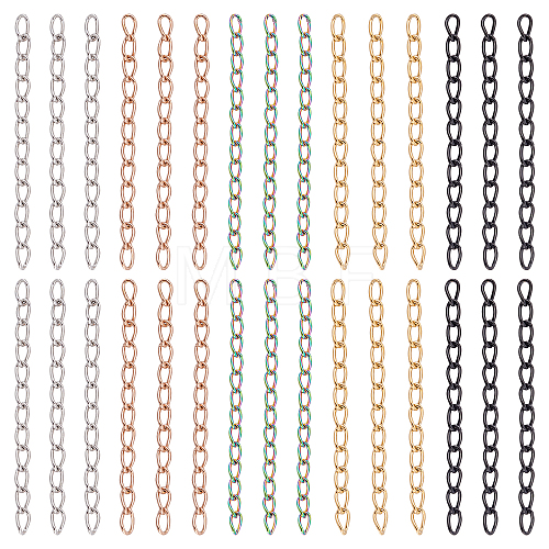 Unicraftale 100Pcs 5 Colors 304 Stainless Steel Curb Chains Extender STAS-UN0038-15B-1