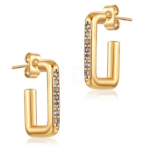 Clear Cubic Zirconia Rectangle Stud Earrings JE942A-1