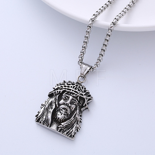 Cool Titanium Steel Old Man Pendant Necklaces for Hip-hop Style Elderly at Bars HC4975-1