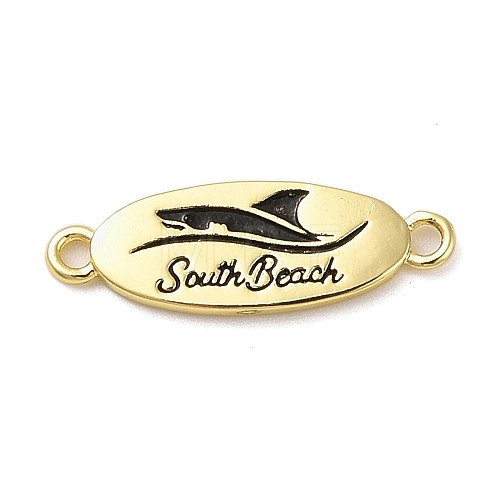Beach Theme Rack Plating Brass Oval Connector Charms KK-P261-08F-G14-1