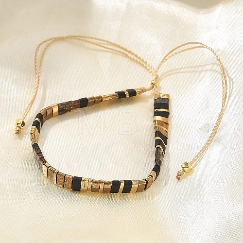 Vintage Ethnic Style Glass Tila Beaded Handmade Slider Bracelets for Women ZN9527-12-1