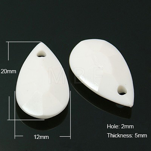 White Acrylic Faceted Drop Pendants for Chunky Necklace Jewelry X-SACR-517-10-1
