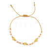 Adjustable Faux Pearl & Brass Braided Bead Bracelets for Women WG4426-7-1