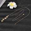 Brass Micro Pave Clear Cubic Zirconia 4 Clover Pendant Y Tassel Necklaces for Women NJEW-P350-02G-1