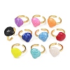 Brass Enamel Adjustable Cuff Rings for Women RJEW-G357-01N-4