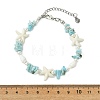 Shell Pearl & Synthetic Turquoise & Natural Larimar Beaded Bracelets for Women BJEW-JB14111-4