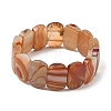 Natural Banded Agate Beads Stretch Bracelets for Women Men BJEW-I323-02W-2
