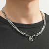 304 Stainless Steel Initial Pendant Cuban Link Chain Necklaces FS-WGB15F2-20-1