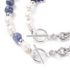 Natural Lapis Lazuli & Pearl & Synthetic Moonstone Beaded Necklace and Bracelet SJEW-TA00005-7