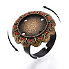 Adjustable Flower Alloy & Iron Rhinestone Bezel Cup Ring Base with Rotatable Tray MAK-T012-03AB-4